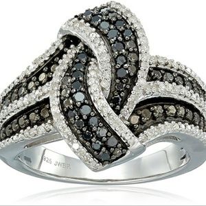 Tie Knot White & Black Ring